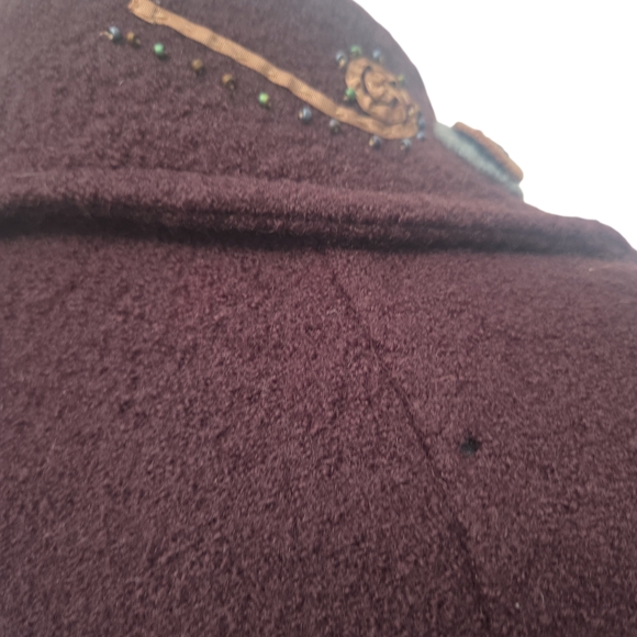 Embroidered CoVelo Chocolate Brown Women's Pea Coat Blazer Business Suit - Picture 12 of 16